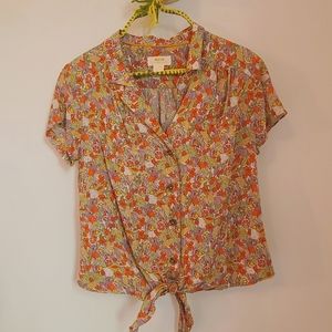 ANTHROPOLOGY Maeve Bateau Front Tie Button down